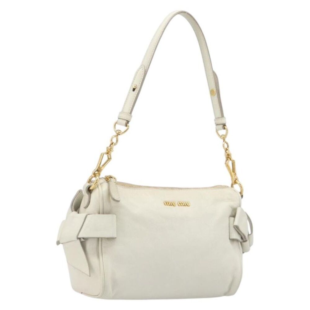 Miu Miu Beau Top Handle Leather White Leather Handbag